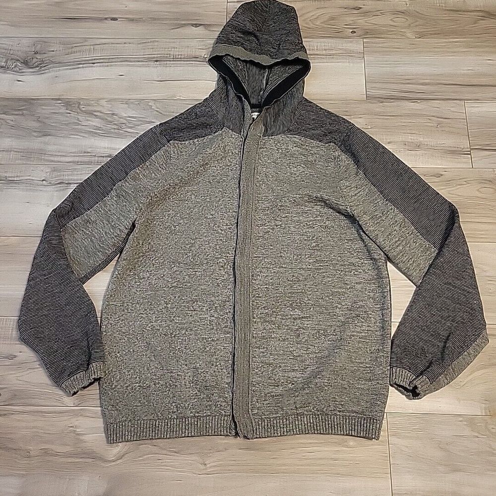 Carbon 2 Cobalt Sweater Mens Large Gray Black Button Up Cardigan‎ Hoodie